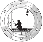 Illustration of a worker on marine hanging staging