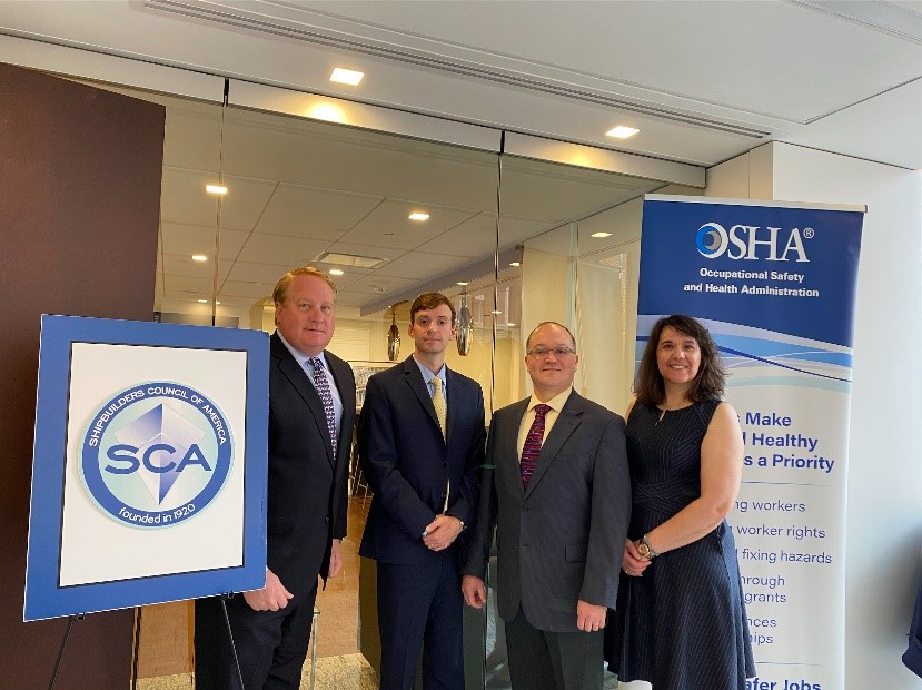 SCA President Matthew Paxton and Government Relations Manager Davis Gaddy, and OSHA Regional Administrator Michael Rivera and Complaince Assistance Specialist Isabel DeOliveira.