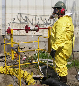 Photo courtesy of OSHA.  This picture shows actual disaster site work conditions and may not illustrate proper safety and health procedures.