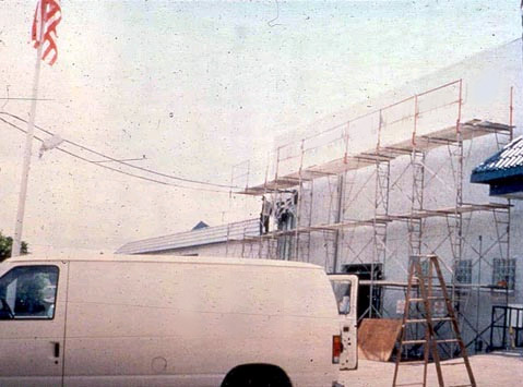 Figure 3. Scaffold built too close to powerline.