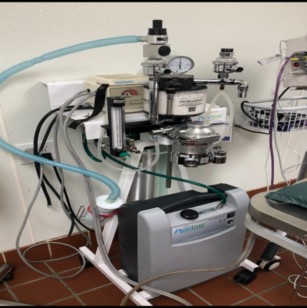 Passive scrubber unit formerly used as an engineering control to remove the isoflurane from the air during the anesthetization of animals.