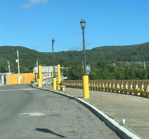 Destroyed bridge leading to the town of Guánica.