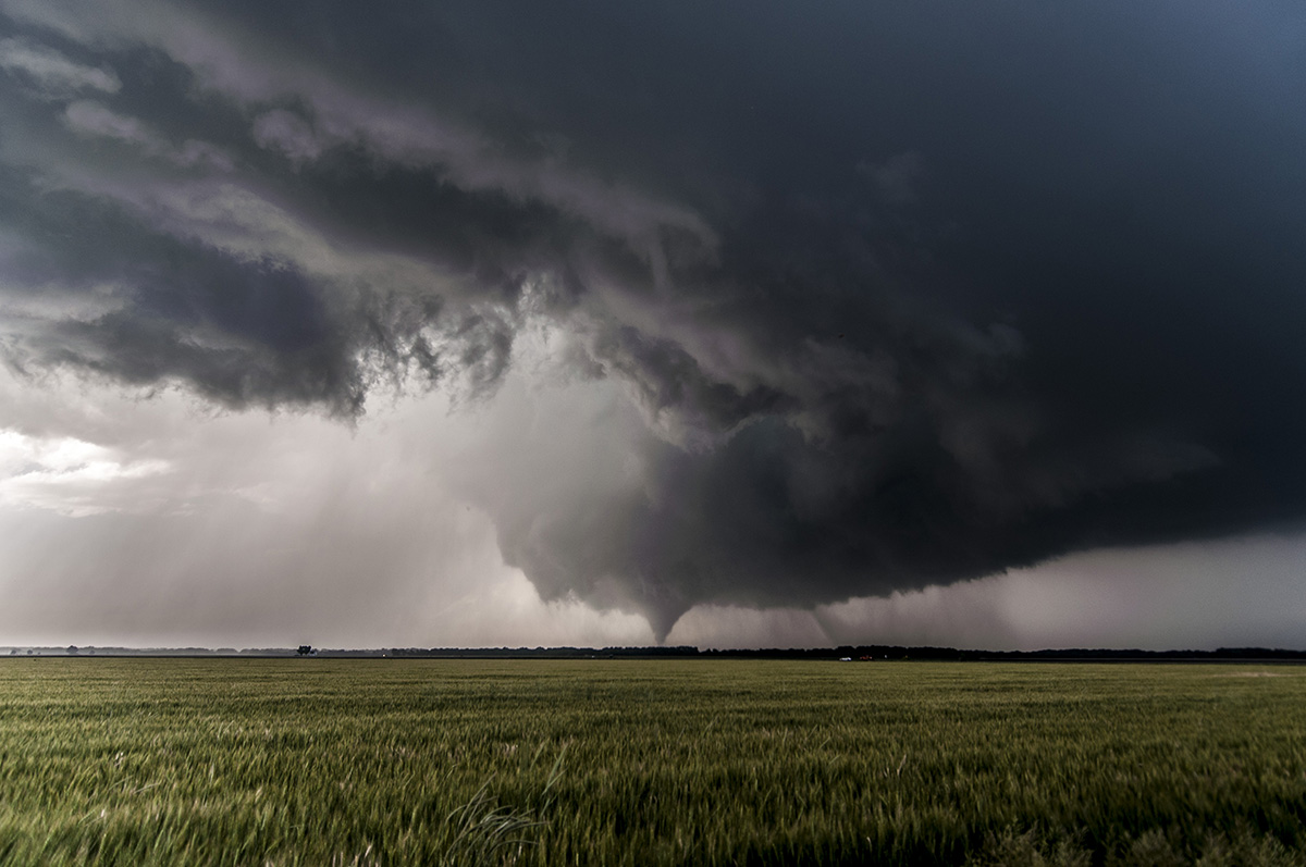 Tornado touch down on a field