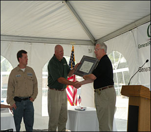 From left to right: Michael Conway (Safety Coordinator), Don LeMar (Manager), and Kelly Tucker (Director of MSU Center for Safety & Health)