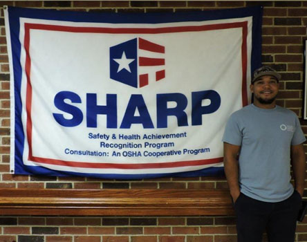 SHARP flag on display in the Trinity Community hallway of the long-term care facility (Tony Vaughan pictured).