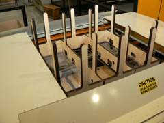 Close-up image of the top of the stacker.