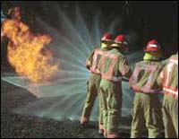 Figure 9. Internal fire department workers extinguishing during training exercise.