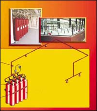 Figure 2. Schematic of high pressure CO2 fire extinguishing system used on vessel.