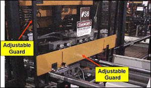 Figure 16. Ensure that adjustable guards are properly adjusted to prevent access to knife blades.