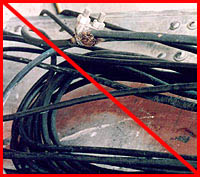 Figure 31: Improper Practice: Inspection shows uninsulated cable connection