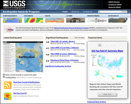 USGS Website Screen Capture