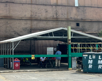 McWane Ductile : roofed break area to provide shade to workers outdoors