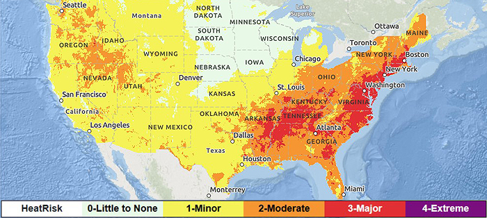National Weather Service heat risk map for July 17, 2025 National Weather Service heat risk map for July 17, 2025