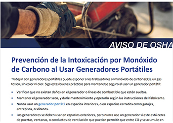 Prevención de la Intoxicación por Monóxido de Carbono al Usar Generadores Portátiles