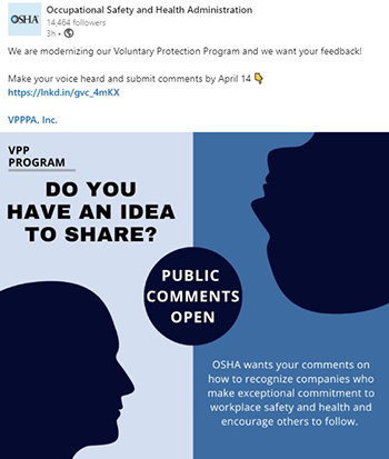 VPP Program - Do You Have an Idea to Share? Public comments open.