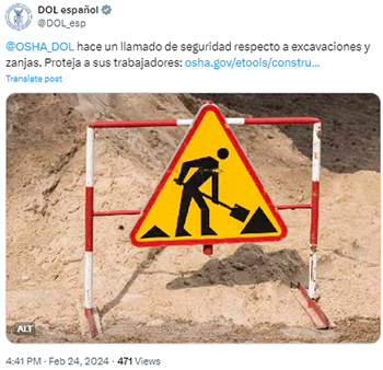 @OSHA_DOL hace un llamado de seguridad respecto a excavaciones y zanjas. Proteja a sus trabajadores