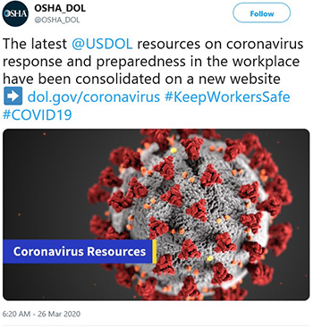 The latest @USDOL resources on coronavirus response and preparedness in the workplace have been consolidated on a new website - dol.gov/coronavirus