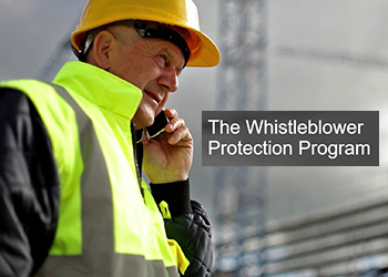 Worker wearing hard hat - The Whistleblower Protection Program