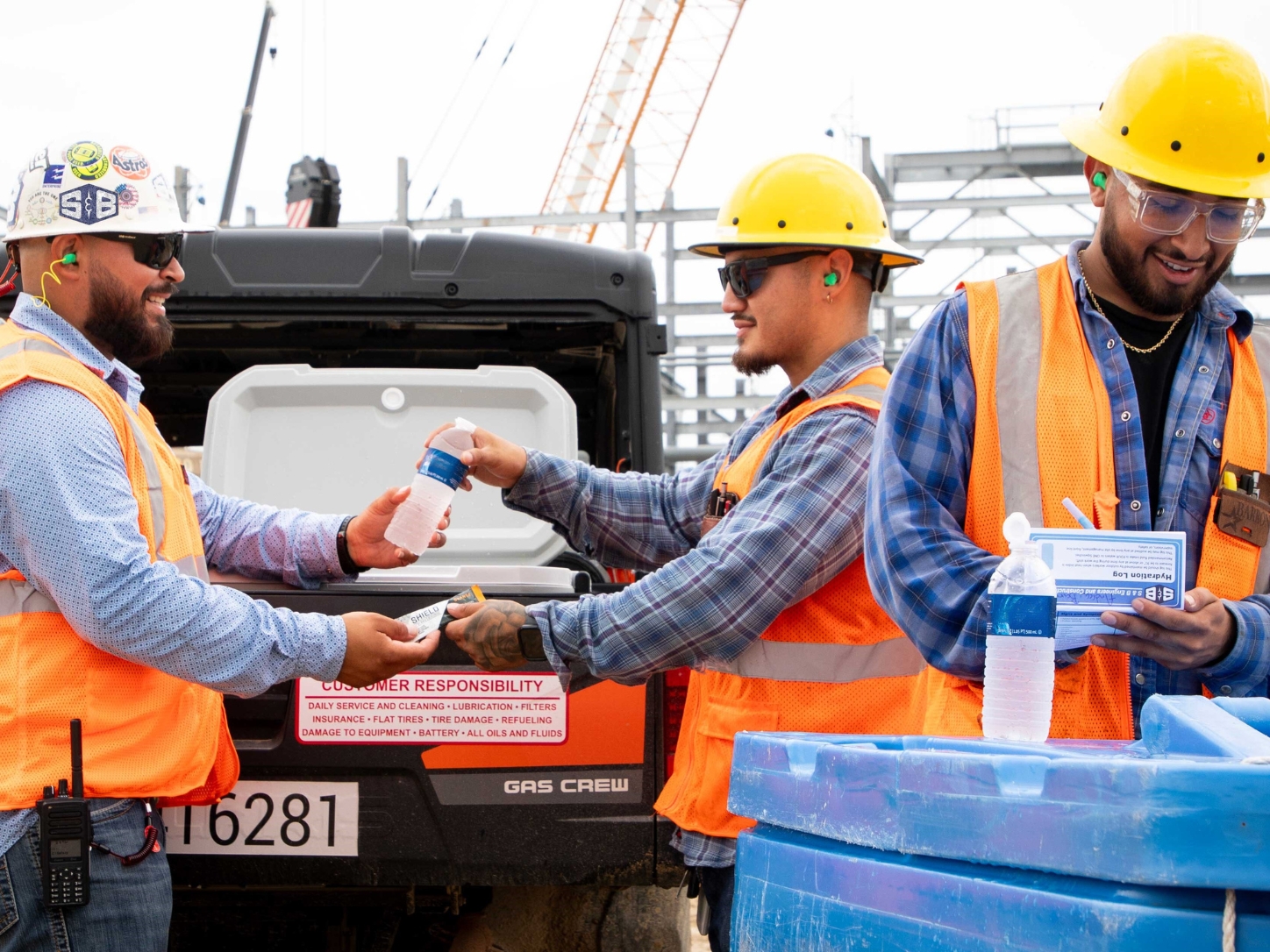 S&B Engineers and Constructors : worker is completing their hydration log