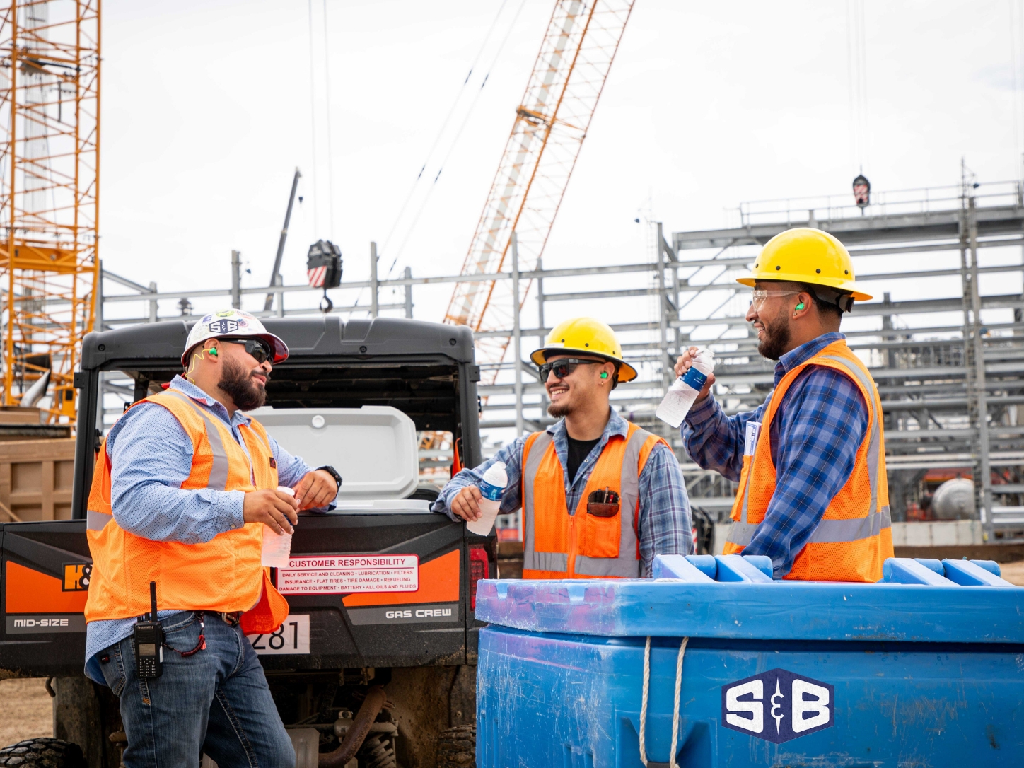 S&B Engineers and Constructors : water cooler is on the back of a company utility vehicle