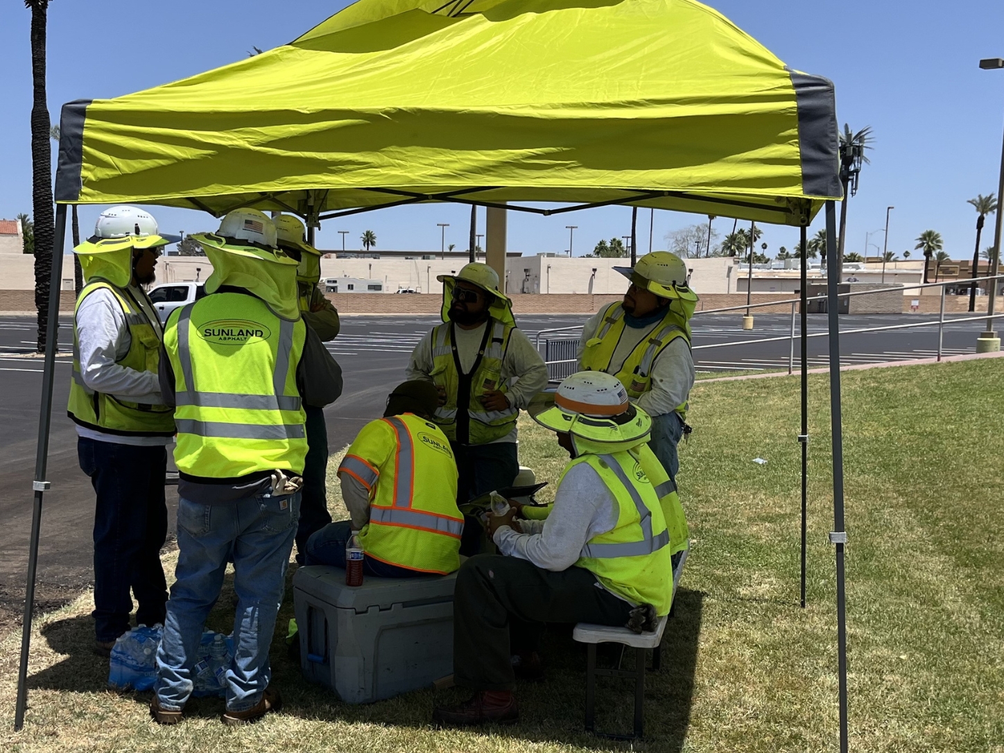 Sunland Asphalt & Construction : workers taking a water break in the shade