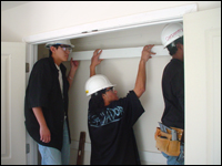 Teen carpenters working