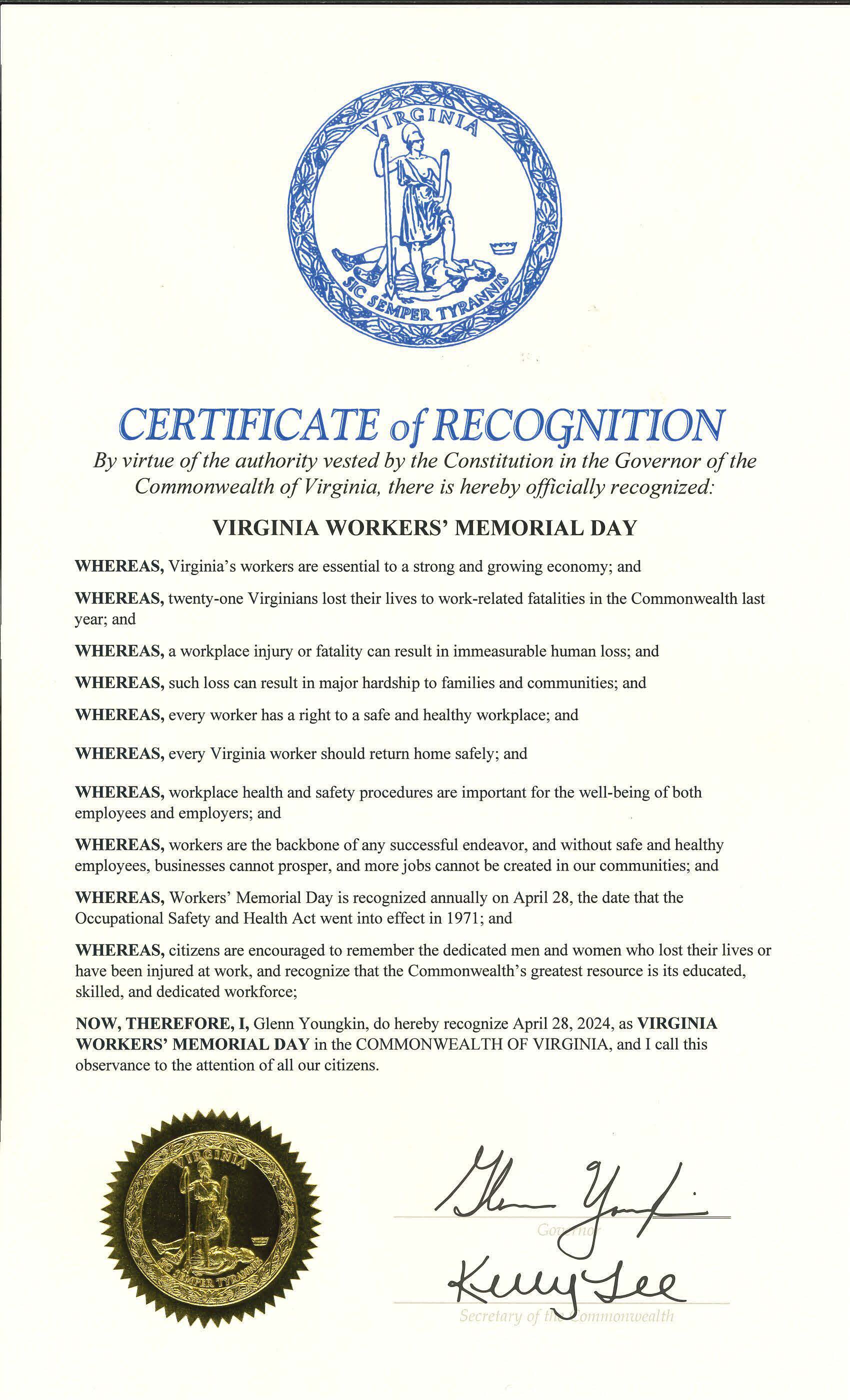 Virginia Proclamation