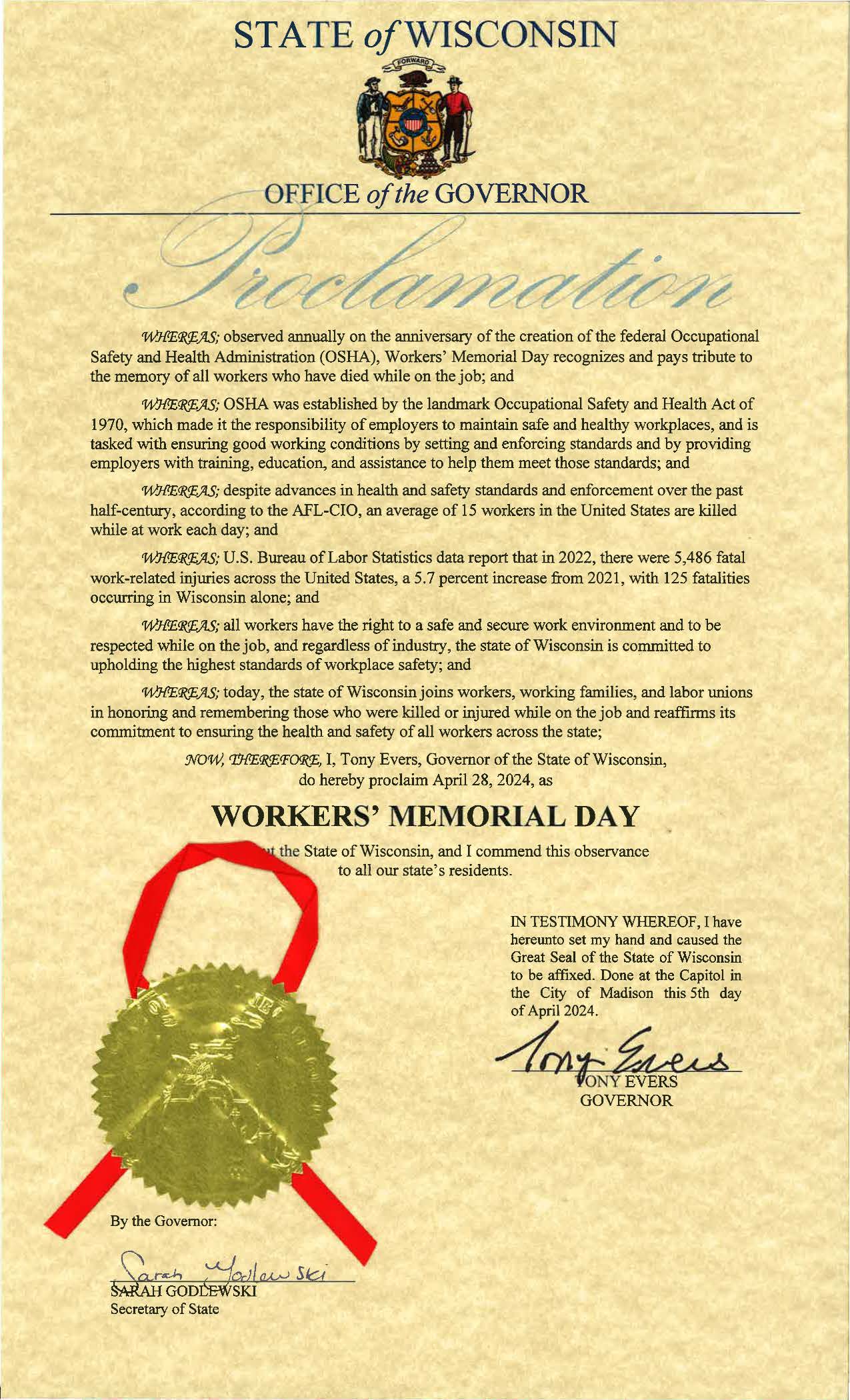 Wisconsin Proclamation